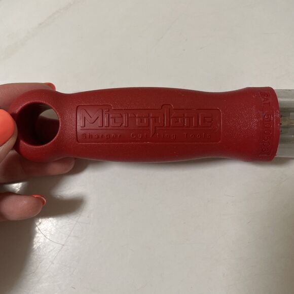 Red Handled Coarse Microplane Coarse Grater Stainless Steel With Sheath 13" - Picture 2 of 7